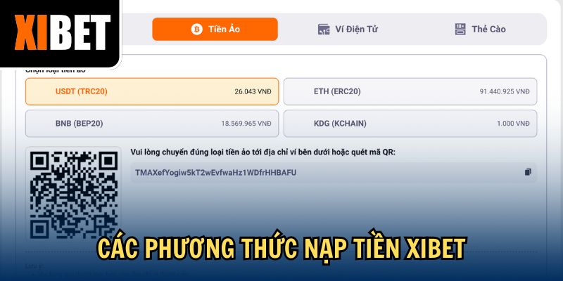 Các phương thức nạp tiền Xibet